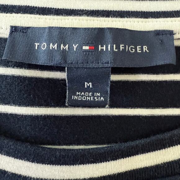 Tommy Hilfiger Striped Shirt Dress Size Medium Logo Casual Size Medium Navy Blue - Picture 8 of 11